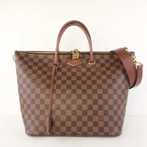 Louis Vuitton Damier Ebene Belmont Brown Tote w Checkered Pattern & Leather
